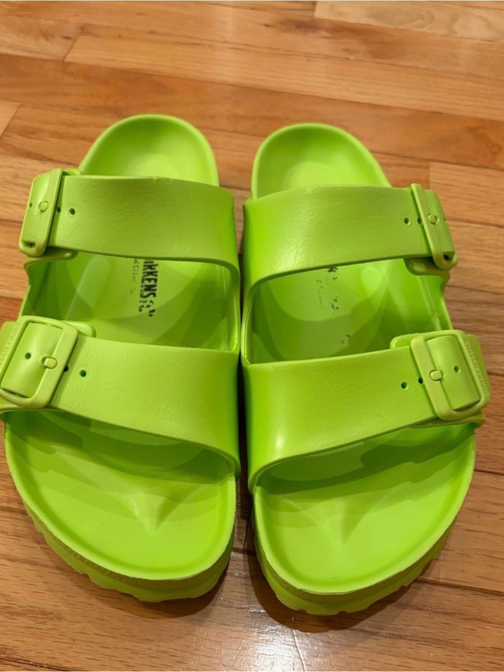 Birkenstock Arizona EVA Neon Green Slide Sandals
